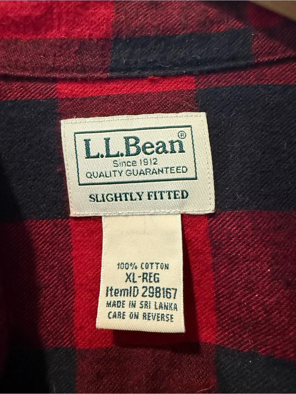 L.L. Bean Red and Black Buffalo Plaid Button-Down Flannel Shirt - XL